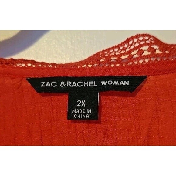 Zack And Rachel Women's Plus Size Top 2x Orange Crepe - Picture 3 of 5